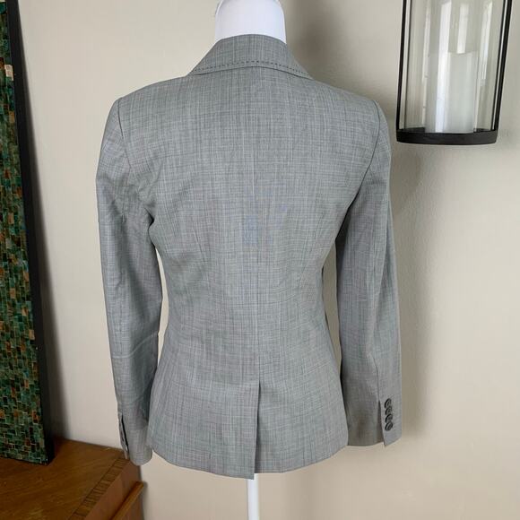 Classiques Entier Size 6 Wool Blend Stitched Blazer Jacket Gray Office Career - Picture 8 of 10